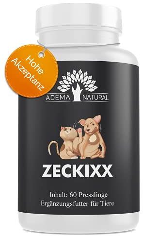 Adema Natural® ZECKIXX - Zeckenschutz für Tiere, Mittel gegen Zecken, 60 Presslinge