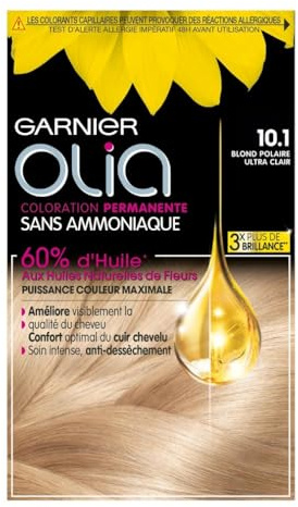 Garnier Olia permanente Haarfarbe, ohne Ammoniak mit natürlichen Blütenölen, Polarblond Ultra hell (10,1)