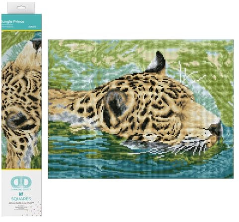 DIAMOND DOTZ DQ8.012 - Original 5D Diamond Painting Squares Set Dschungel Prinz, Kreativset mit 17.595 quadratische Diamant Mosaiksteinen, Malset ca. 31 x 41 cm für Erwachsene und Kinder ab 8 Jahren