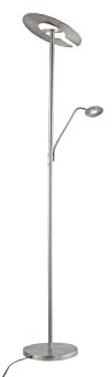 Fischer & Honsel Stehleuchte Dent, Metall, 1 x LED 37 Watt, 1 x LED 8 Watt, Taster, stufenlos dimmbar, 2700 K 3350 K 4000 K, 4990 lm, 40317 Nickelfarben Matt, Chromfarben