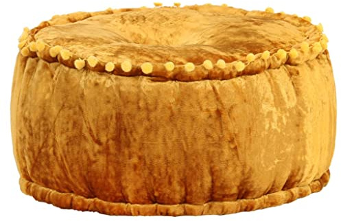 vidaXL Pouf Sitzpouf Sitzpuff Puff Sitzhocker Bodenkissen Hocker Sitzkissen Fußhocker Ottomane Schemel Deko Rund Samt 40x20cm Senfgelb