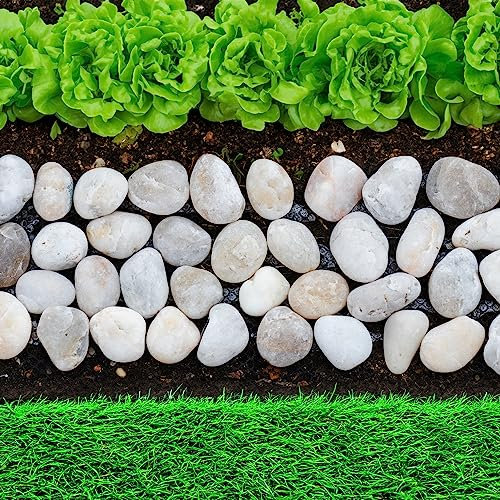 Woodside Pebble Strip Decorative Garden Lawn/Flower Bed Border Edging, Light Stone (pack of 8)