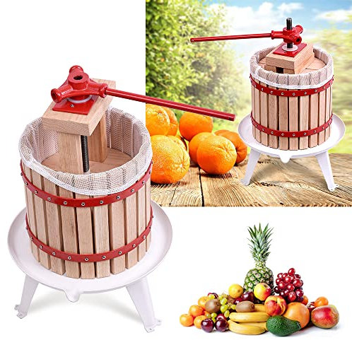 UISEBRT 12 Litter Obstpresse Saftpresse Apfelsaftpresse Beerenpresse Weinpresse manuell Spindelpresse inkl. Pressnetz, für frisch gepresste Obstgeschäfte Familienfeiern Weinbereitung(12L)