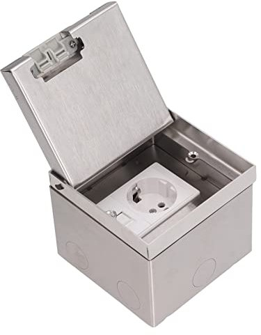 Kit scatola pavimento, prese pavimento in acciaio inossidabile Presa pavimento incasso con porta per cavo di rete e spina europea, scatola pavimento per casa