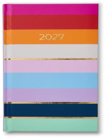 Orbitron 2027 Pocket Diary – Week to View Pocket-Size Planner, Full Year Journal & Calendar, Compact Academic/Pocket Diary for Appointments and Planning (Multicolor Stripes), 8.5cm x 11cm