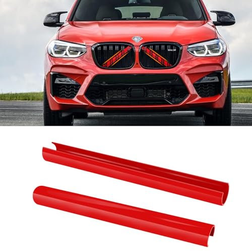 TTCR-II 2PCS Frontgrill Einsatz,Streifen Kühlergrill Einsätze Zierleiste Kompatibel mit BMW X3 F25 G01/ X4 F26 G02/X5 E70 F15 F85 G05/X6 E71 F16 F86 G06/X7 G07 Grill Streifen（Rot）