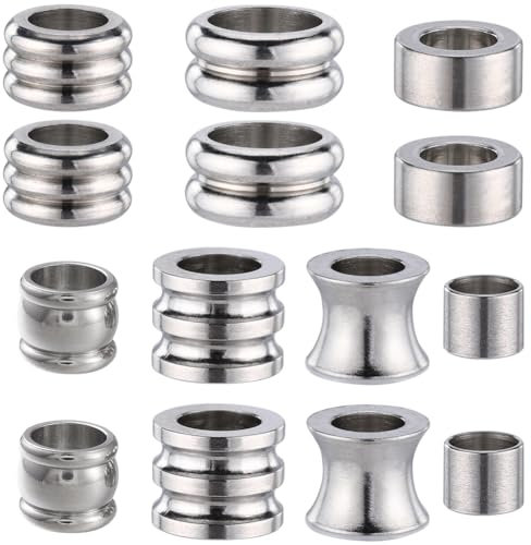 GORGECRAFT 1 Box 7 Stile Edelstahl Haarbartperlen 28Stk Europäische Flechtperlen Dreadlocks Gesichtshaarkugeln Für Männer Frauen Haarflechtzubehör Halskette DIY Haarhandwerk Dekoration