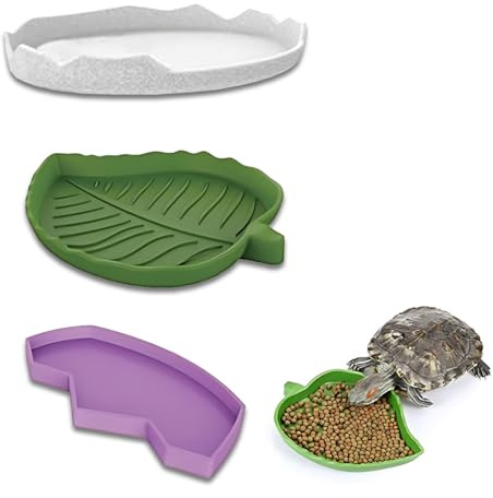 3 Pièces Feuilles en Forme de Nourriture en Eau Bols Empreinte Reptiles Bol Alimentaire Reptiles Bol Alimentation Abreuvoir Tortue Plat Pour Petits Reptiles Serpents Tortue lézards