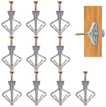 60 Stück Hohlraumdübel Set, Trockenbau Dübel Und Spreizdübel, Gipskartondübel Dübel für Rigipswände, Schrauben und Butterfly Hohlraumdübel für Gipskarton- und Gipsfaserplatten (60 Dübel, 60 Schrauben)