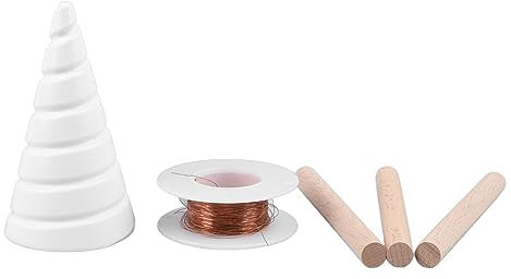 Kit de Alambre de Cobre de Jardinería Electro Cultura con Fibonacci Bobinado de Bobina Plantilla y Estacas de Madera para Complemento Eficiente