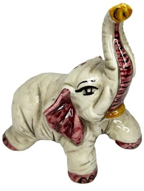 Hecho a mano Caltagione elefante cerámica feliz Animal arte pie en (AMARANTO)