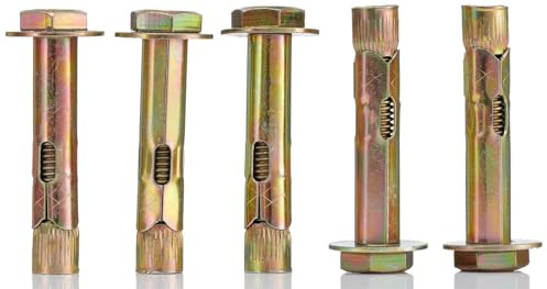 YoiYee Lot de 5 boulons d'expansion M10 - Ancrages robustes pour béton et maçonnerie - Longueur 60 mm - Acier zingué - Installation facile et maintien sûr pour une utilisation industrielle et dans la