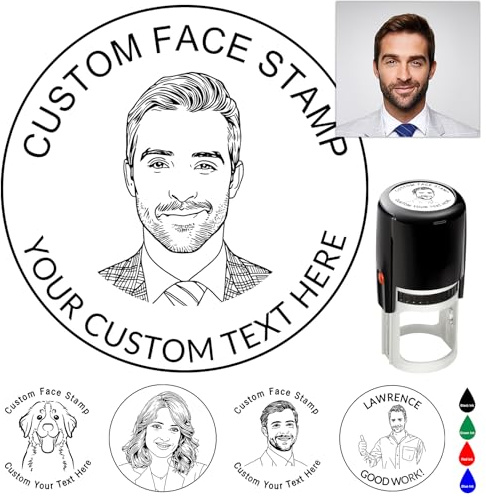 Timbro personalizzato con faccia timbro autoinchiostrante personalizzato Logo aziendale Immagine Testo Teather Timbro Regalo divertente 4 Scelte di colore e carattere
