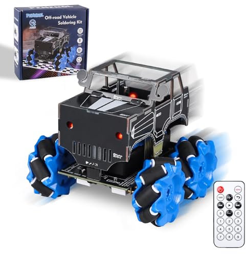 PEMENOL DIY Robot Car Kit 4-Rad-Minirobotfahrzeug löt bausatz mit Mecanum-Rädern, 360-Grad-Drehung, Zwei Steuerungsmethoden, unterhaltsames Bildungsspielzeug für Studenten und Hobbyisten Geschenk
