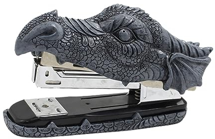 HOMSFOU Dragon Resin Stapler Tool Decorative Paper Stapling Office Stationery Unique Dragon Head Design for Desk Home and Office Use