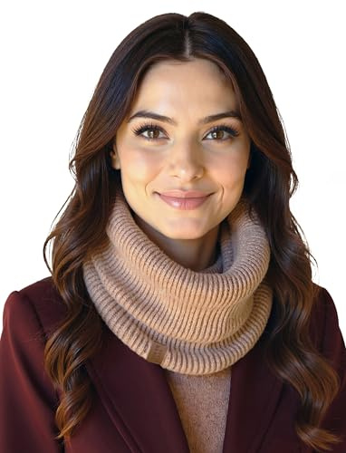 VIVISENCE Damen Schlauchschal Merino Klassisches Design Sanft Zur Haut, Beige,Einheitsgröße