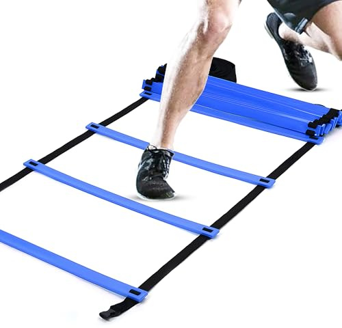 ND Sports Agility Ladder – Speed & Footwork Training Ladder with Flat Rungs – Adjustable Fitness Ladder for Football, Boxing, Coordination & Strength (Blue, 8M 20-Rung)