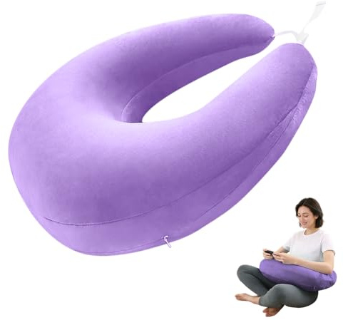 Cojín ergonómico Crealis, cojín de apoyo de ganchillo, cojín de apoyo, cojín de apoyo, cojín ergonómico, para juegos, ligero, portátil, alivia la tensión (morado)
