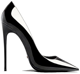 Scarpe da donna classiche con tacco alto da 10 cm, con gambo in punta, eleganti scarpe da sera per matrimoni, feste, business e occasioni festive, scarpe da sposa da donna, vernice classica nera, 37