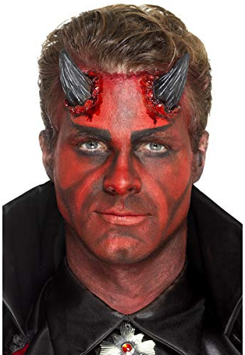 Smiffys Prothèse réaliste en latex, cornes de diable, Noir, avec adhésif Halloween