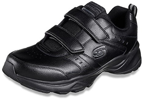 Skechers Men's Haniger Casspi Trainers, Black Leather Trim, 10 UK