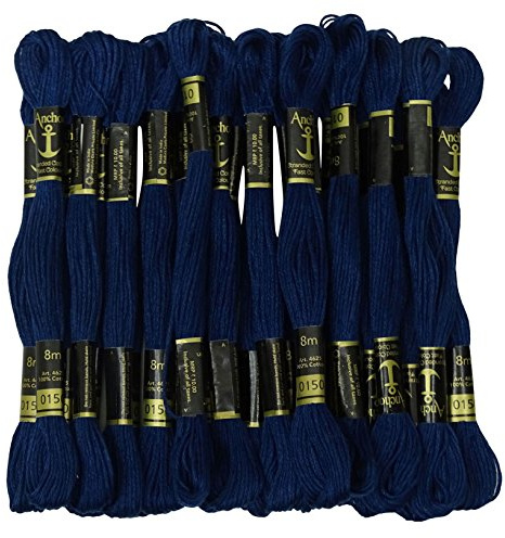 25 x Anchor de Punto de Cruz Bordado de la Mano de la Seda Hilo de Algodon Trenzado madejas-Azul Marino