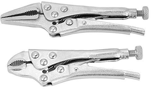 2Pcs Heavy Duty Locking Pliers Set – Straight & Curved Jaw Mole Wrenches, High Carbon Steel Grip Clamps, Adjustable Vice Grips for DIY, Plumbing & Workshop Use – Durable Tool Kit