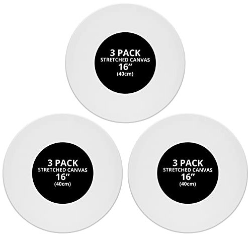 Belle Vous 3er Satz Blanko Leinwand - Rund, 40cm Durchmesser - Vorbespannte Kreisrunde Leinwand Rahmen - Ideal für Acrylfarben, Ölfarben, Skizzieren & Zeichnen