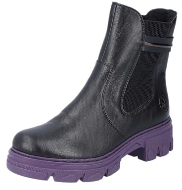 Rieker Bottines Chelsea 74690 pour femme, noir/violet, 41 EU