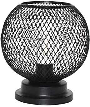 MagiDeal Vintage Iron Night Light - Black Retro Industrial Metal Wire Basket Cage Table Lamp for Bedside Desk Modern Decor