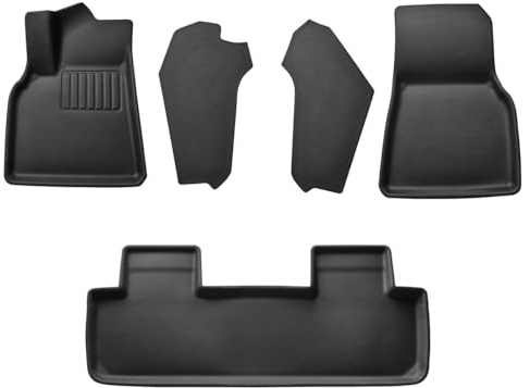Spigen Tesla Model Y (~2024) Fußmatten Gesamtset, WeatherBloc Wasserdicht und rutschfest, 5 Stück WeatherBloc Innenmatten, Antirutsche XPE Gummimatten, Boden- und Schutzmatten für Model Y
