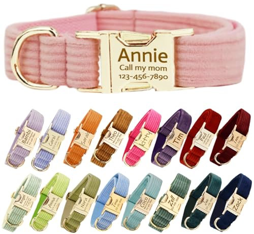 Personalisierte Hundehalsband mit Metallschnalle, Hundehalsbänder mit Namen und Telefonnummer Fonts angepasst, benutzerdefinierte Halsbänder verstellbare Größen für große mittlere Hunde (Collar 01)