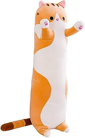 XL 110 cm plyschkudde katt utan dragkedja, kattungekudde, sidosovkudde, kastkudde, plyschleksak, födelsedagspresent till flickvän, barn, vän, älskare (Orange)