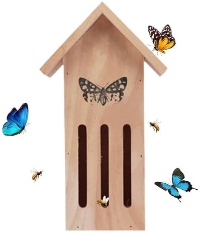 Generic Schmetterlingshäuser für den Garten | Holz-Schmetterlingshaus und Futterspender für den Außenbereich – 29 x 9,9 x 8,1 cm, Häuser hängen an Baumwand oder auf dem Boden für Florfliegen,