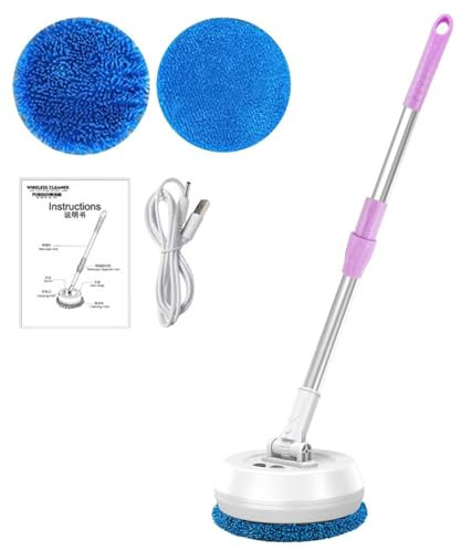 Round Electric Spin Mop - 180° Rotation Electric Mop Floor Cleaner, 1200mah Wireless Floor Cleaner Machine Up to 90 Mins, Cordless Scrubber Cleaning Brush for Kitchen Home Accessories