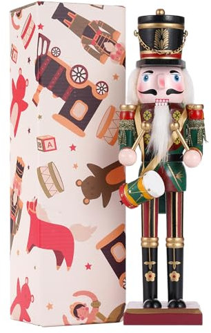 Tpudn Soldados de Cascanueces de Madera, 30cm Marioneta de Navidad Decoración Navideña Figuras de Cascanueces Adornos de Mesa Regalo para la Fiesta de Navidad en casa(Batería)