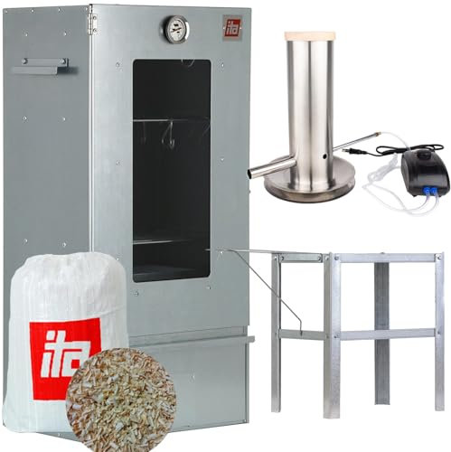 ITA Fumoir 7000 - Kit Smoker avec Générateur de Fumée, Table - Armoire à Fumer avec Fenêtre & Thermomètre - Acier Alliage - Qualité UE, Direct du Fabricant - 81 cm avec 3 Niveaux