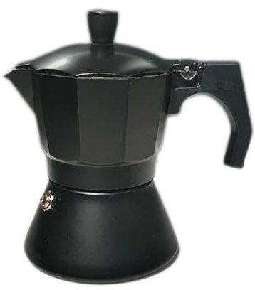 A2ZWORLD Cafetière Moka en aluminium, antidérapante et résistante, couleur noire, capacité 3 ou 6 tasses (3 cups)