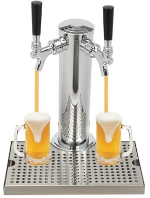 Biersäule Zapfsäule Biertower Trinksäule Bierturm Getränkespender Getränkesäule zapfanlage bierzapfanlage bierfass Bier säule Schanksäule mit Tropfschale 2 Zapfhahn Party