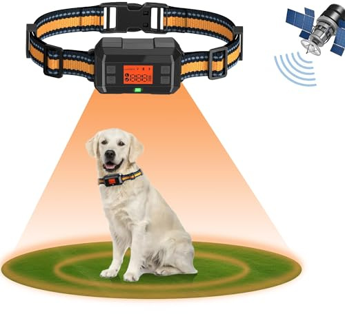 Collier Anti Fugue sans Fil GPS pour Chien pour Extérieur, 30-999M Réglable Amélioré Clôture Anti-Fugue, IPX7 Étanche Précise Chien Électrique Système Clôture, Nouvelle Puce Signal GPS Intelligente