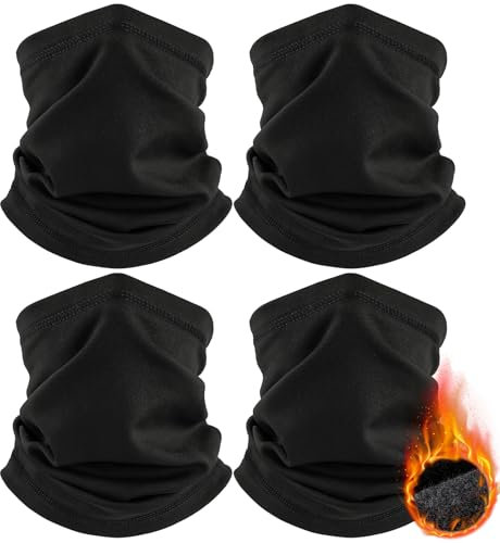 HEGGCOOE 4 Stück Schlauchschal Herren und Damen,Winddicht Warm Winter Loop Schal Halswärmer Halstuch Ski Maske für Outdoor Skifahren Motorrad Laufen Radfahren Fahrrad (4x Schwarz)