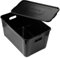 EDANTI Aufbewahrungsboxen mit Deckel Organizer Behälter Kunststoff Schwarz Kleiderboxen Stapelbar Spielzeugkiste Box Plastik (39x26x20,5 cm 20L)