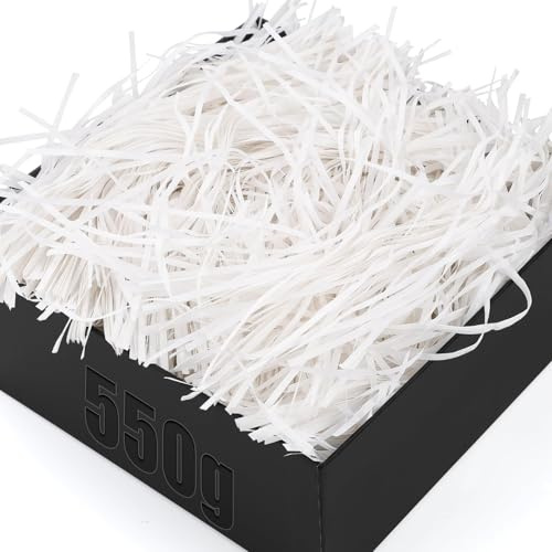 TXXATX 550g Shredded Tissue Paper White Shredded Paper for Gift Boxes Hamper Filling Soft Tissue Paper Shredded for Packaging Filler Hamper Gift Box Decoration Basket Stuffing Party Wedding Festival