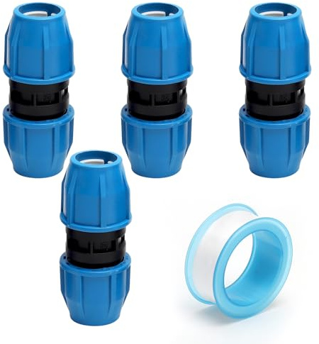 KQDRAVINE 4 Pièces Raccord Tuyau D'arrosage 25MM, Raccord PE 25MM, Connecteur Tuyau Arrosage, Raccords à Pince à 180 Degrés pour PE80 PE100,Installations Intérieures et Extérieures