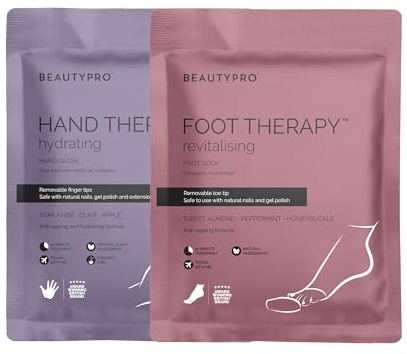 BEAUTYPRO HAND & FOOT THERAPY DUO Hand Mask & Foot Mask Multipack 2-in-1 Dry Cracked Anti-Ageing Treatment Moisturising Socks & Gloves with Removeable Tips Vegan Multi Award Winning Brand