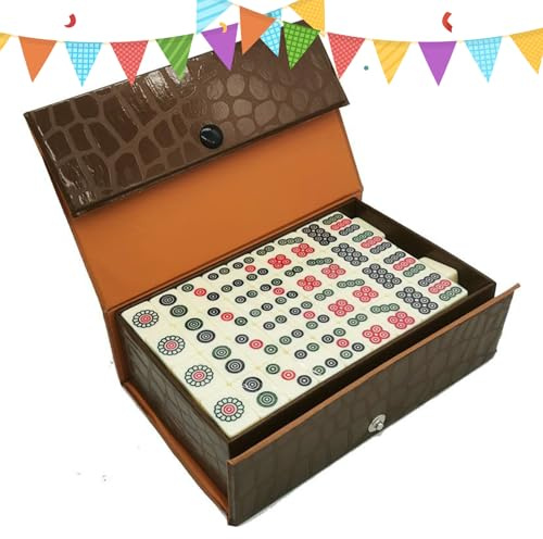 Husoiuy Set di Tessere Mahjong Cinese | Mini Portatile Interattivo Divertente | Set Di Mahjong Per Giochi In Famiglia,Ideale per Casa Giardino Viaggio Campeggio Picnic Festa e Famiglie Principianti
