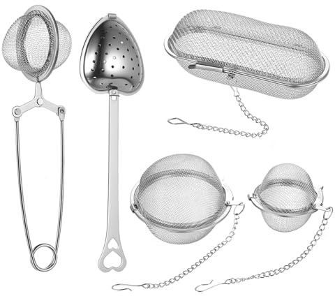 GewüRzsieb,5 Stück Gewürzsieb zum Mitkochen, Edelstahl Teesieb Gewürzei, GewüRzbeutel Zum Mitkochen,GewüRzsäCkchen,Gewürzball, Teeei,Teesieb,Teekugeln Für Teeliebhaber Und Hobbyköche