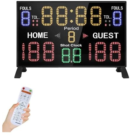 Tableau de bord numérique LED à 15 chiffres, horloge de gymnastique murale, compte à rebours, avec télécommande et trépied, 24S Modes multiples(Model A)