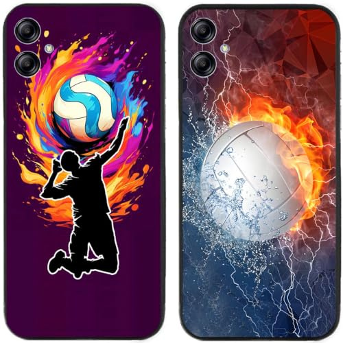 2 st fodral (för Samsung Galaxy A06, volleyboll) | Repfri tryckt TPU-gel tunn baksida telefonskydd