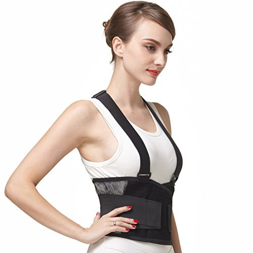 NEOtech Care Faja para la espalda con tirantes, apoyo lumbar, cinturón de culturismo/halterofilia, entrenamiento, seguridad en el trabajo y postura (Negro M)